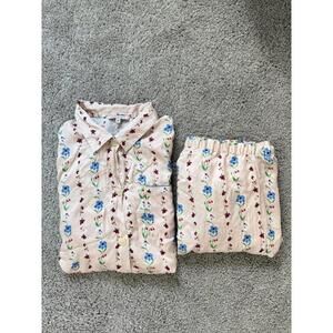 Morgan Lane Women’s Silk Blend‎ Floral Ladybug Matching Pj Set Sz XS